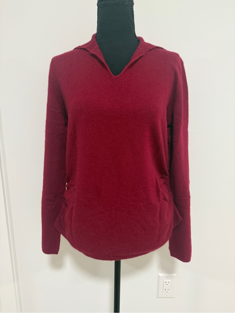 Upcycled Kirkland 100% Cashmere Top L Dark Red Reworked One of a Kind Handmade